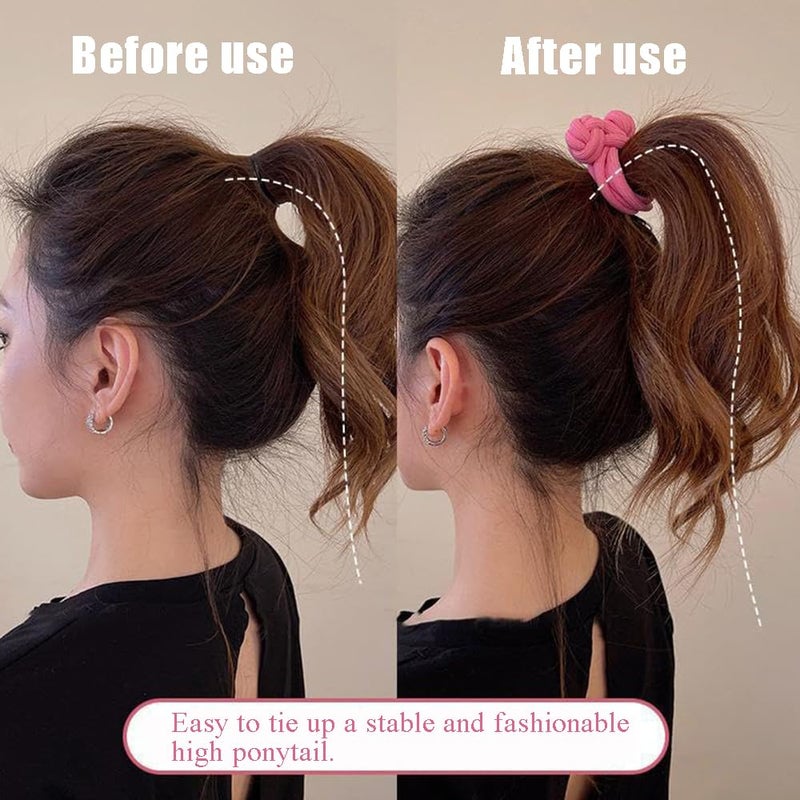 مجموعة ربطات شعر أوليجيت بأزرار معقودة، ربطات شعر مطاطية مرنة للنساء، ربطة شعر عالية على شكل ذيل حصان، ربطة شعر سميكة ومتينة للشعر الكثيف والطويل، 5 قطع - Image 3